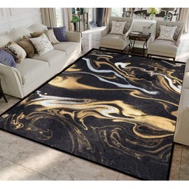 Marble ink paper texture black silver gold Rugs Soft Non-Slip Indoor Outdoor Living Room Bedroom Kids Room Modern Home Decor Carpet Mat Yoga Mat Runner Rugs Doormat
