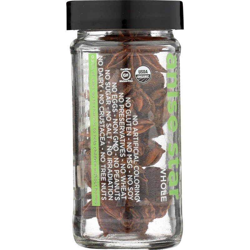 Spicely Organic Anise Star Whole 0.50 Ounce Jar Certified Gluten