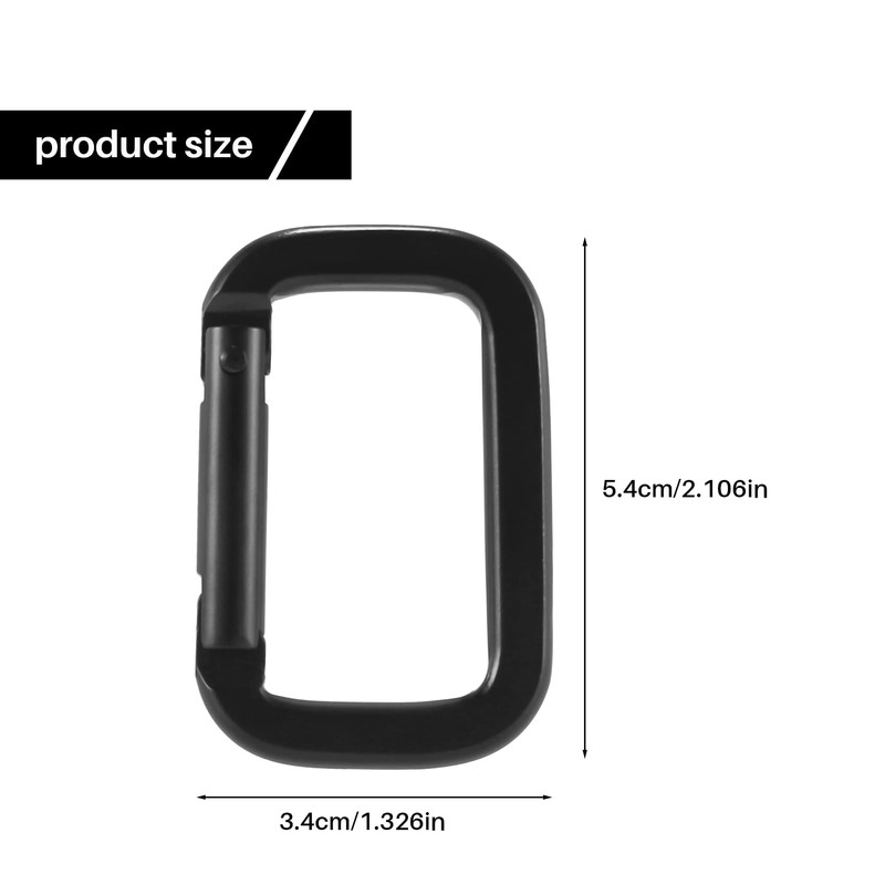 Ahvqevn Mountaineering Button, D-Shaped Spring Buckle, Multifunctional Square Carabiner, Aluminum