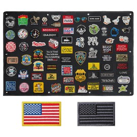 IANZE Patch Wall Patch Display Tactical Patch Board, Hook and Loop Military Patches Holder (Black 27.5" * 42.5" Comes with 2Pcs Flag Patches)