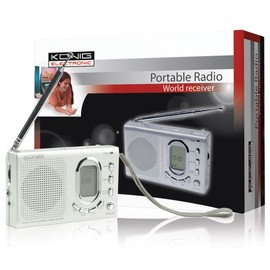 Konig 110x70x23mm AM FM SW-Portable Radio World Receiver with Digital Display - Silver