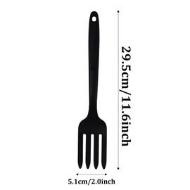 Septe 2pcs 11.6 Inch Silicone Flexible Forks, Heat Resistant Silicone Long Forks for Cooking,Non Stick Fork for Kitchen (Black)