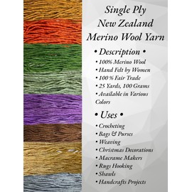 Maker's Craft Single Ply Merino Bulky Wool Yarn 100 Grams 25 Yards, Very Luxurious and Soft Yarn for Knitting, Crocheting, Weaving and Weaving DIY with Vintage Colors (Dark Peach)