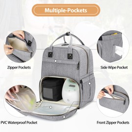 Damero Breast Pump Bag with Compartments for Cooler Bag and Laptop, Breast Pump Backpack with Inner Divider (Fit Most Major Breast Pumps, Suitable for Working Moms)