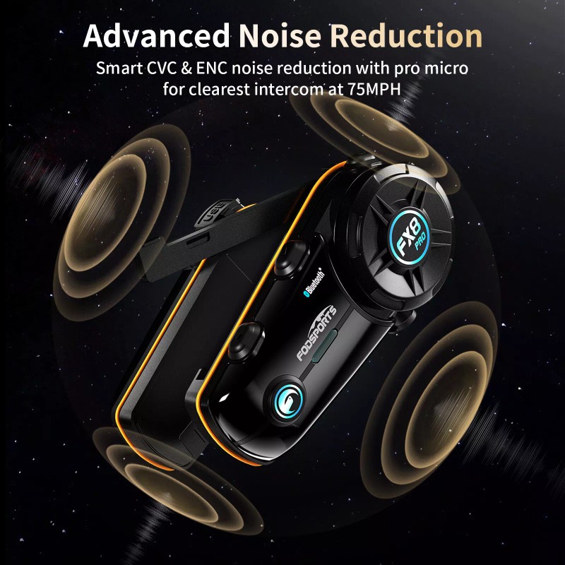 Fodsports FX8 Pro Motorcycle Helmet Intercom Bluetooth Headset 10 Riders