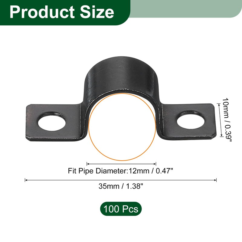 QUARKZMAN 100 Pieces U-shaped Pipe Clamp, 1/2 Inch (12 mm)