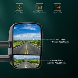 SCITOO Towing Mirrors fit for Chevy for GMC Exterior Accessories Mirrors fit for C1500 C2500 C3500 K1500 K2500 K3500 1988-1998 with Convex Glass Manual Controlling and Telescoping Features