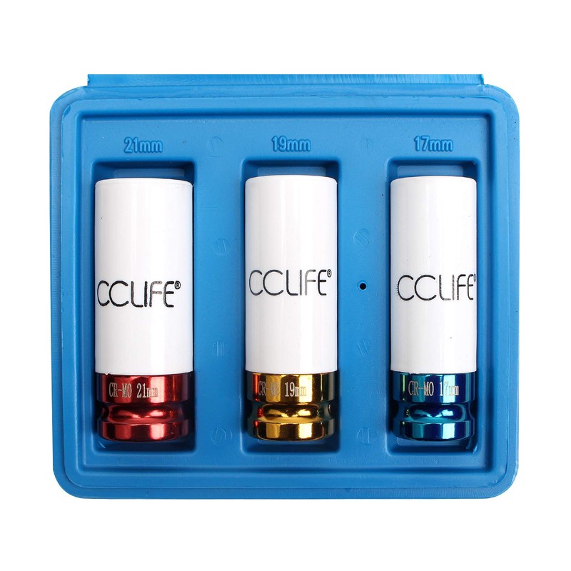 CCLIFE 3-Piece Socket Spanner Set Protective Inserts 1/2 Inch Alloy