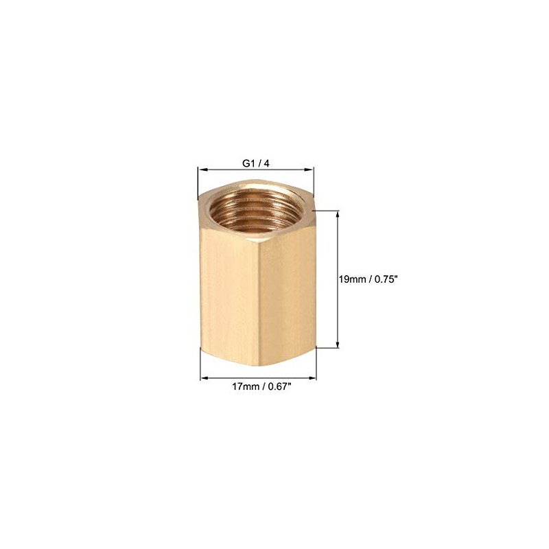 sourcing map Brass Pipe Fitting Connector Straight Hex Nipple Coupler