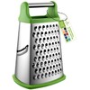 Professional Cheese Grater - Stainless Steel, XL Size, 4 Sides - Perfect Box Grater for Parmesan Cheese, Vegetables, Ginger - Dishwasher Safe - Green