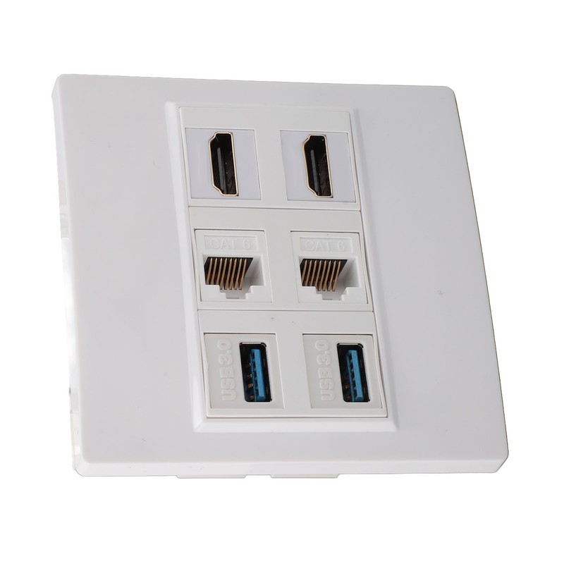 6 Port Multimedia Wall Plate 5Gbps 4K 60HZ HD Multimedia
