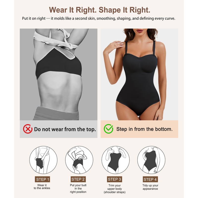 ciksob Strapless Shapewear for Women, Tummy Control Bodysuit with Removable