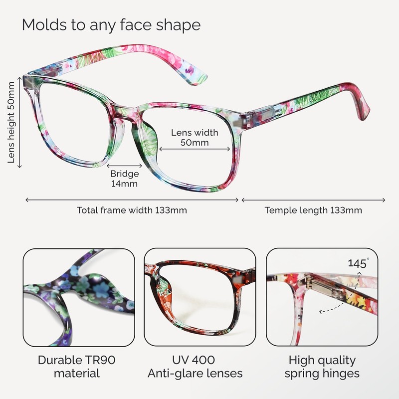 CCVOO Reading Glasses for Women/Men, Eyeglasses, Blue Light Readers for