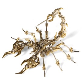 Kolotesame Scorpion 3D Metal Puzzle Model for Adults, DIY Mechanical Scorpion Challenging Building Kit with Tool, Cool Desk Decor for Man or 3D Building Enthusiasts Gift (Gold)