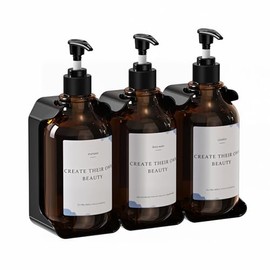 Gugxiom 3 Piezas 500ml Dispensador de Jabon Baño, No Drill Dispensador de Shampoo y acondicionador, para champú acondicionador Manos jabón loción (Bot