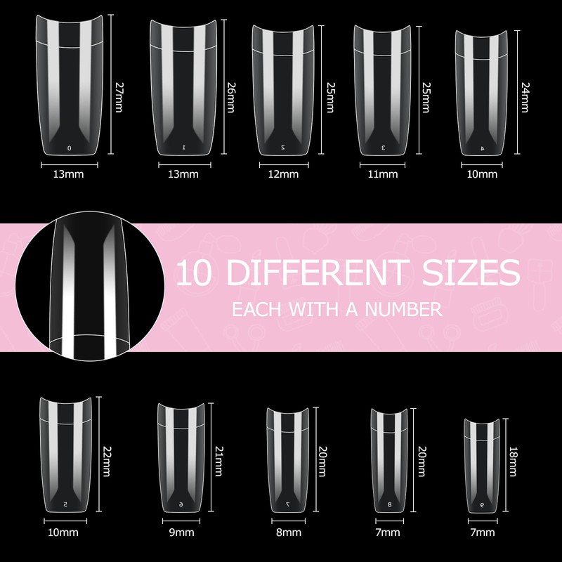 Nail Capsules 500 Pieces Acrylic False Nails Clear American Nails