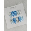 Blue Magnet Gel Stone Point Nail - Almond Egg /