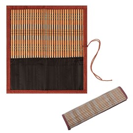 LIKENNY Brush Roll, Bamboo Brush Storage, Portable, Calligraphy, Storage, Pocket, Compact, Bristle Brush, 13.0 x 11.4 inches (33 x 29 cm), Roll Handwoven Brush Case