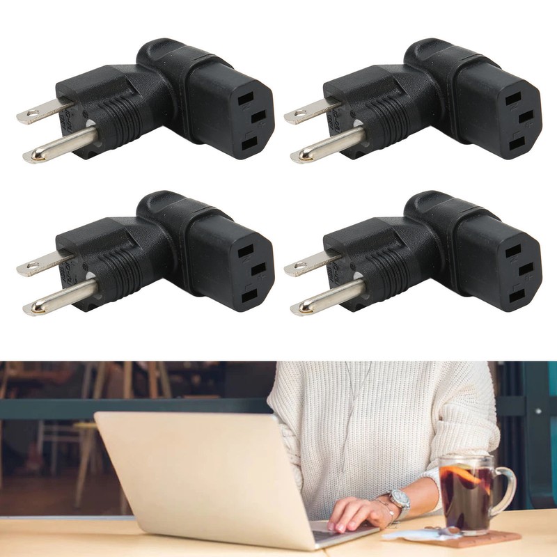 4pcs for NEMA 5‑15P to IEC320 C13 Converter 90 Degree
