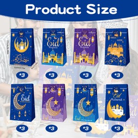 Eid Mubarak Favor Gift Bags, Eid Mubarak Door Sign Hanging Banners, Alluring Present Bags with Stickers – Perfect for Goodie Bags at Your Celebratory Gatherings