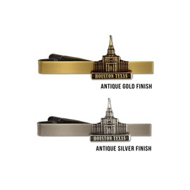 Gold Tie Clip by Ringmasters | LDS Temple Tie Clips for Men with Antique Gold Finish | Suit Accessories for Weddings, Church, & Formal Events | Versatile Tie Pin, (Houston Texas)