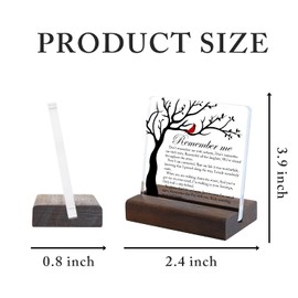 Cardinal Sympathy Gift, Sympathy Gifts, Memorial Gifts for Loss of Loved One Condolence Grief Bereavement Present in Memory of Mother Father Husband Wife - Clear Plaque Sign With Wooden Stand