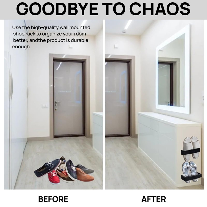 HEIMAXING Wall Mounted Shoe Rack (2-Pack) - No Drill Adjustable
