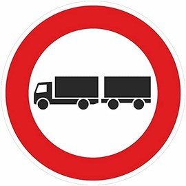 Aluminium Sign Traffic Sign VZ 257-57 Prohibition for Lorries with Trailer According to StVO Film RA 1 | Diameter 420 mm Made in Germany