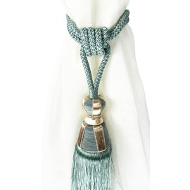 tex family - Wilson Curtain Tieback | Ball Tassels & Cords | Handmade | 75 cm Total Length | For Living Room, Bedroom & Office, Sage Green, Polyester
