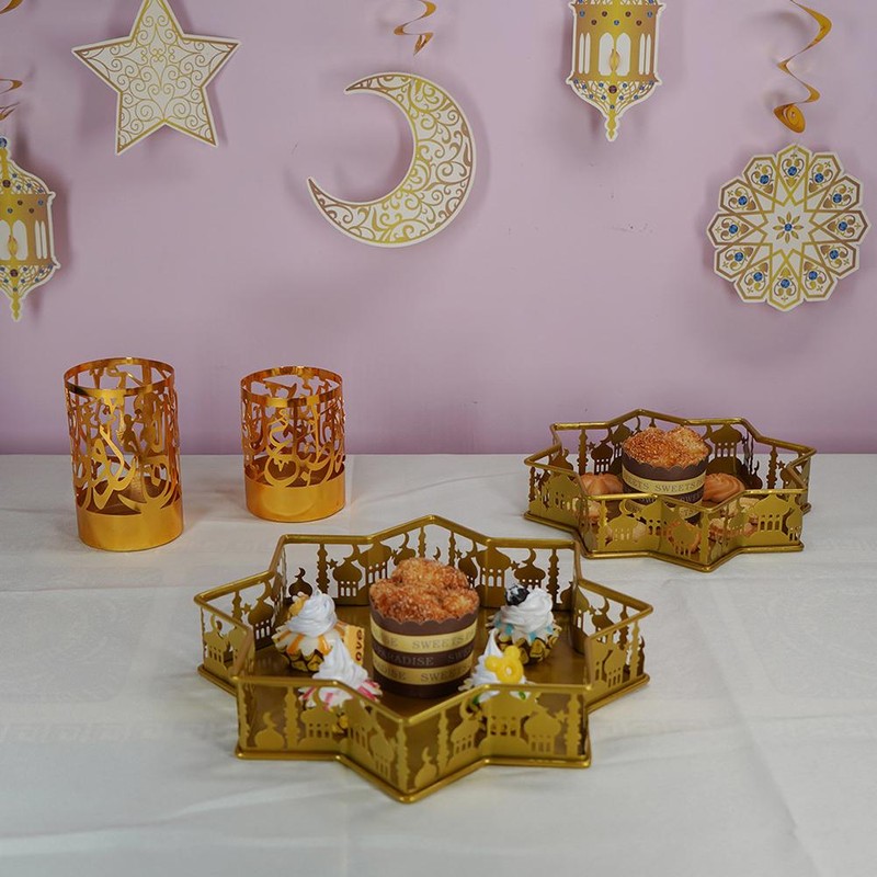 Ramadan Food Serving Tray Iron Food Plate Dessert Pastry Candy