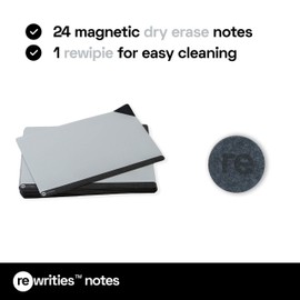 Rewrities Notes - 24 Dry Erase Magnetic Cards for Tasks, Planning, Projects, Scrum, Kanban, Organisation - Reusable Notes for Whiteboard - 10 x 15 cm - Black