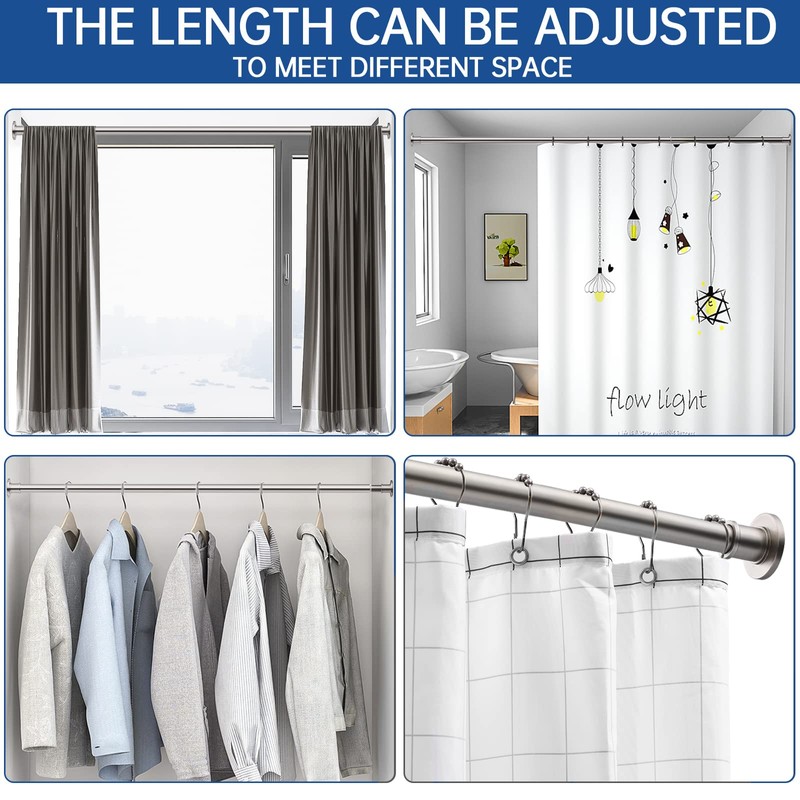 BRIOFOX Industrial Shower Curtain Rod - Spring Tension Shower Rod