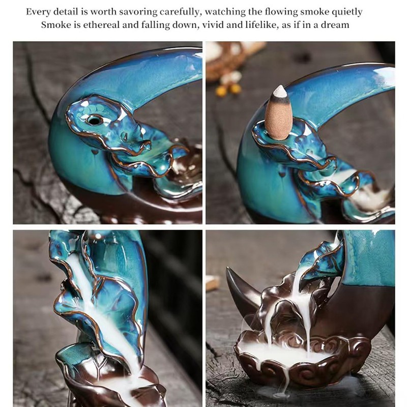 Textiluxe Moon Backflow Incense Burner, Waterfall Incense Burner, with 100
