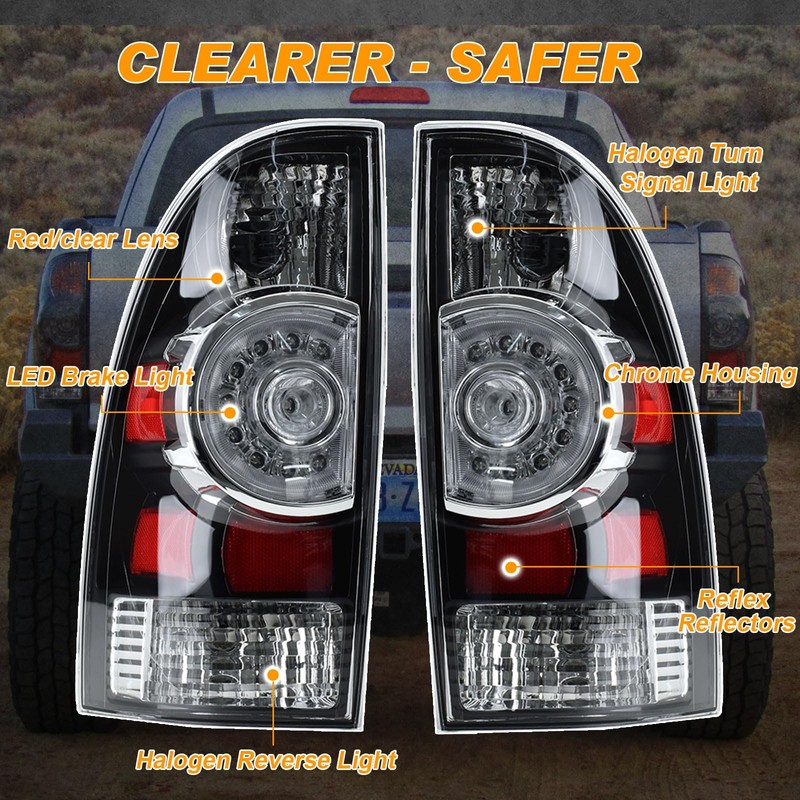 Nakuuly Tail Light Assembly Compatible With 2005-2015 Tacoma Pickup Driver