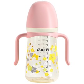Oberni Learning Cup with Straw, Baby Drinking Bottle from 6 Months, Children's Drinking Cups, Leak-Proof, Dishwasher Safe, BPA-Free, PPSU, 300 ml, Pink, Pack of 1