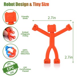 BlissfulTie Updated Magnetic Toys for Kids in Robot Shape Design, Colorful Magnetic Men Toys, Magnet Men for Travel Toys, Funny Magnetic People Toys for Kids (Opaque, 10 Pcs)