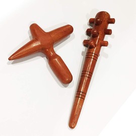 Pack 2 Foot-Finger, X-Shape Wooden Massage Tool for Hand Back Neck Shoulder Body Reflexology Muscle Trigger Point Self Relief Manual Thailand