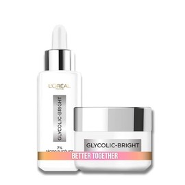LOral Paris Kit anti-manchas Glycolic Bright Srum facial 30ml  Crema de da 50ml - con Melasyl, cido Gliclico y Niacinamida, tu rutina de skin care    
