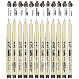 HUJUGAKO Black Micro Pens,Micro-Pen Fineliner Ink Pen,Waterproof Archival Ink Pens for Artist Illustration Sketching Technical Drawing Scrapbooking 005(0.23mm)