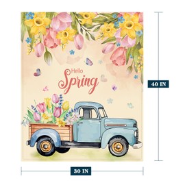 Spring Theme Throw Blanket for Baby 30x40 Small Farmhouse Truck Floral Blanket for Toddler Swaddle Pet Crib Soft Fuzzy Plush Fleece Blankets and Throws Easter Decorative Blanket
