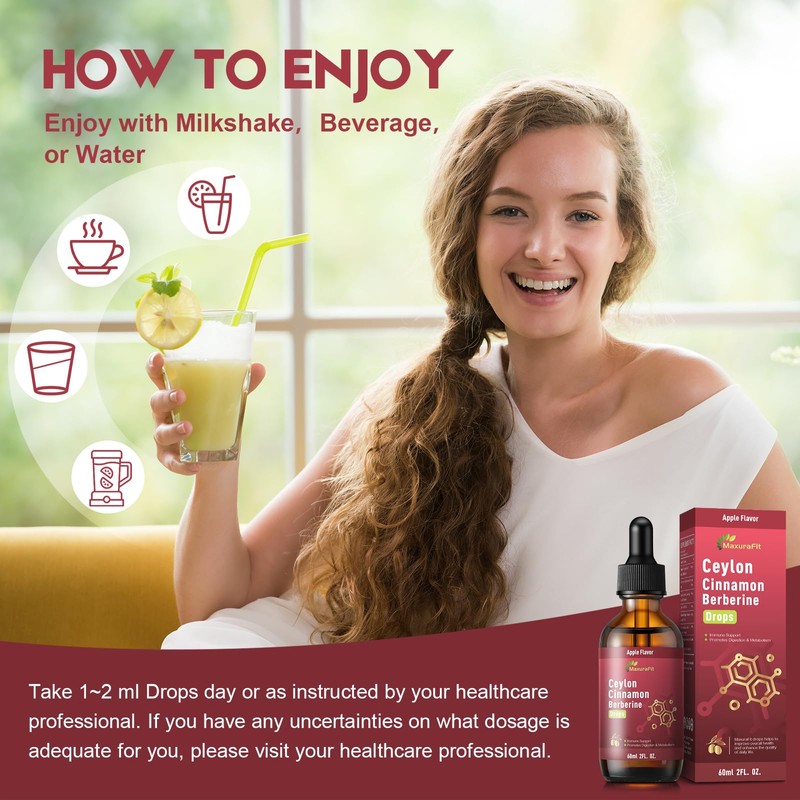 2 Pack Ceylon Cinnamon Berberine Bitter Liquid Drops Supplement with