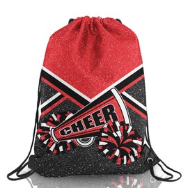 Cheer Drawstring Backpack Cheerleading Drawstring Bag Cheer Accessories Gifts for Cheerleaders (Red,1 Pcs)