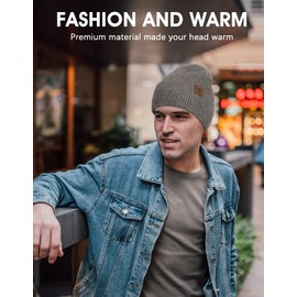 Knit Beanie for Men, Stretchy Soft Warm Daily Cuffed Winter Hats, Unisex Comfortable Wooly beanie Gifts for Men/Him/Dad, Black