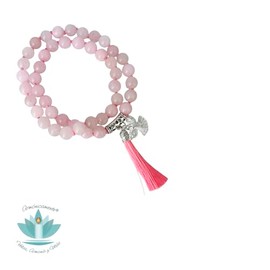 Japa Mala para Cdigos Sagrados de Agesta  Cuarzo Rosa de 8 mm  Contador 45 Cuentas Artesanal, Amor Propio, Sanacin Emocional, Meditacin               
