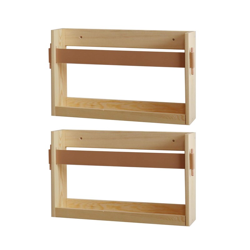 FIRADE Wall-Mounted Magazine Holder With PU Leather Strap,Wood Magazine rack,File