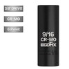 3/8" Drive Deep Impact Socket, 9/16 Inch SAE Socket, CR-MO