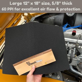 Classicfoam Air Filter Foam Sheet Material - 12"x18"x5/8" - 60 PPI for Motorcycles, Dirt Bikes, Classic Cars, ATV, UTV, SXS, Small Engines