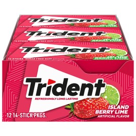 Trident Island Berry Lime Sugar-Free Chewing Gum, 12 Packs of 14 Pieces (168 Total Pieces)