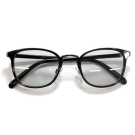 MERRY PLEASURE Sunglasses, Date Glasses, Light Color Lens, Wellington, Boston, Bosrington, Thin Color, Round Glasses, Men's, Women's, Asian Fit, Black x Lt.SMOKE