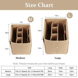 flintronic Felt Handbag Organiser, Tote Bag Organiser Insert Handbag with Multi-Compartment, Large Capacity Women Travel Makeup Organizer Storage Pouch, Khaki-L